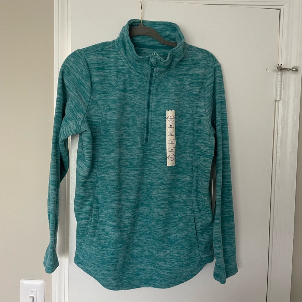 NWT St. John's Bay Teal Fleece Pullover Size Medium